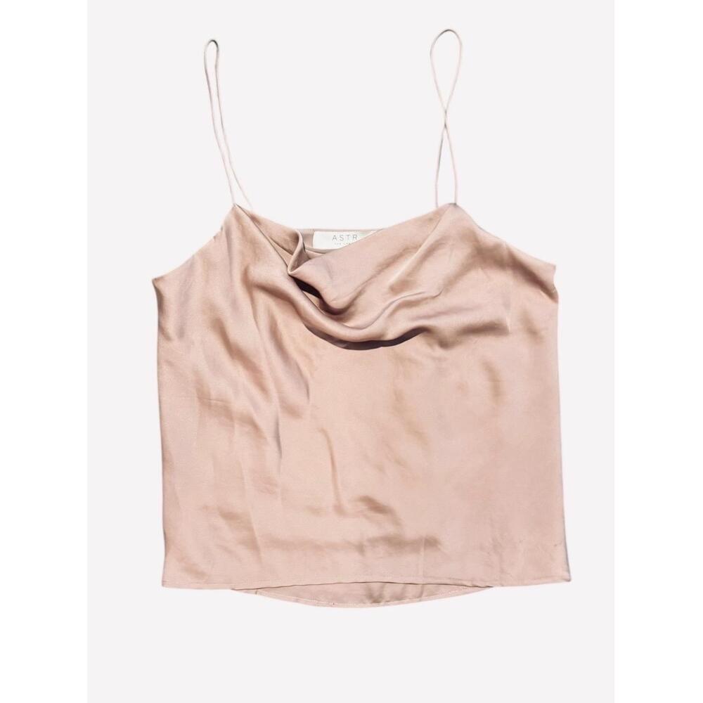 ASTR The Label Blush Cowl Neck Spaghetti Straps Satin Top Women’s Medium